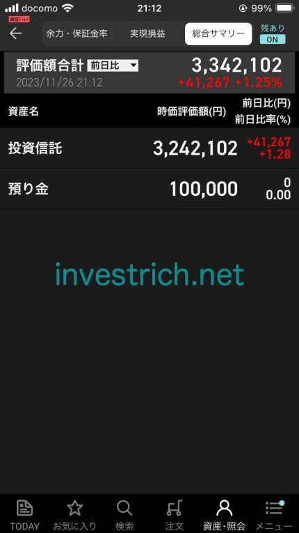 2023年11月26日時点の資産状況